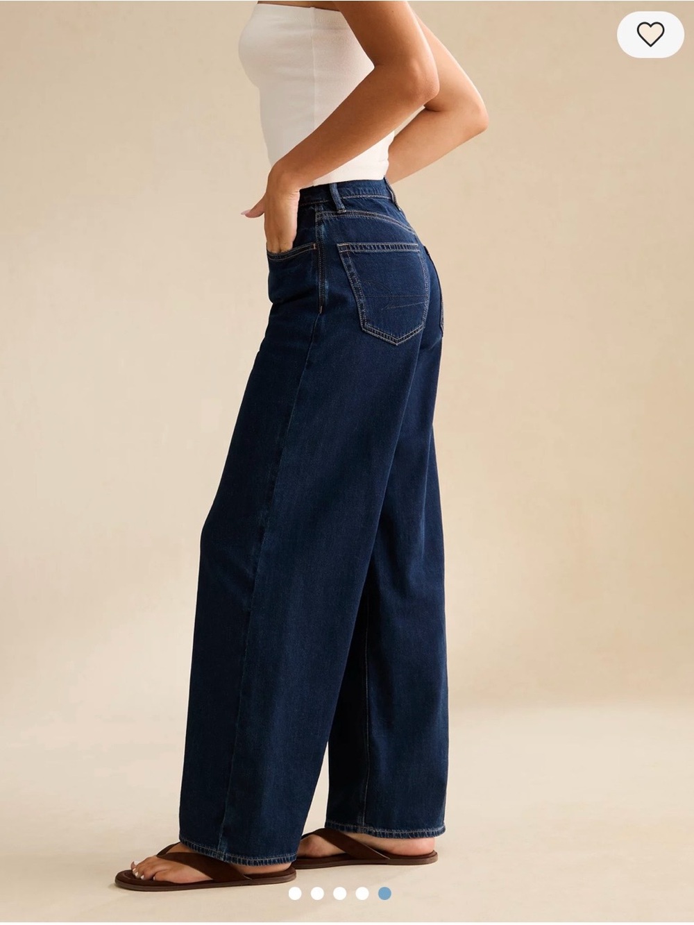 NWT AE Super High-Waisted Baggy Wide-Leg Jeans Dark Wash 6 Long (28) 31 Inseam